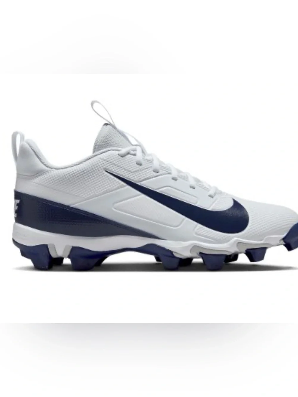 Nike mens alpha White & Navy Athletic football Cleats